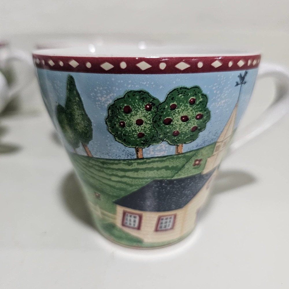 Vintage Sango Green Acre mugs‎ 8 oz Set of 6